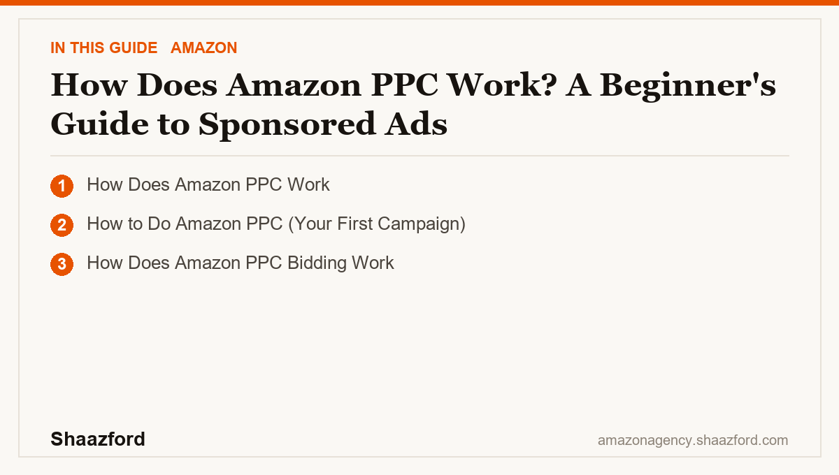 How Does Amazon PPC Work? A Beginner's Guide to Sponsored Ads: How Does Amazon PPC Work, How to Do Amazon PPC (Your First Campaign), How Does Amazon PPC Bidding Work at a glance