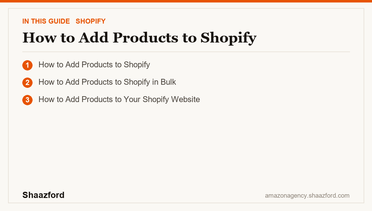 How to Add Products to Shopify: How to Add Products to Shopify, How to Add Products to Shopify in Bulk, How to Add Products to Your Shopify Website at a glance