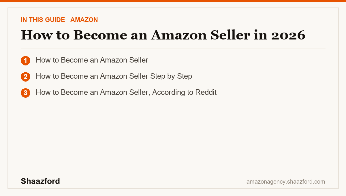 How to Become an Amazon Seller in 2026: How to Become an Amazon Seller, How to Become an Amazon Seller Step by Step, How to Become an Amazon Seller, According to Reddit at a glance