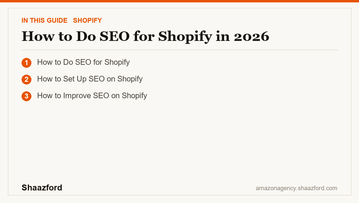 How to Do SEO for Shopify in 2026: How to Do SEO for Shopify, How to Set Up SEO on Shopify, How to Improve SEO on Shopify at a glance