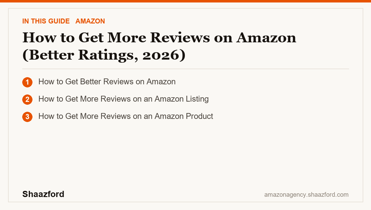 How to Get More Reviews on Amazon (Better Ratings, 2026): How to Get Better Reviews on Amazon, How to Get More Reviews on an Amazon Listing, How to Get More Reviews on an Amazon Product at a glance
