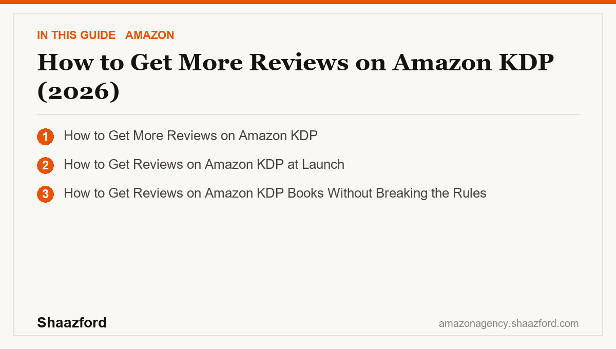 How to Get More Reviews on Amazon KDP (2026): How to Get More Reviews on Amazon KDP, How to Get Reviews on Amazon KDP at Launch, How to Get Reviews on Amazon KDP Books Without Breaking the Rules at a glance
