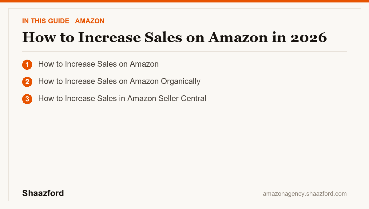 How to Increase Sales on Amazon in 2026: How to Increase Sales on Amazon, How to Increase Sales on Amazon Organically, How to Increase Sales in Amazon Seller Central at a glance
