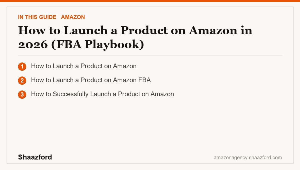How to Launch a Product on Amazon in 2026 (FBA Playbook): How to Launch a Product on Amazon, How to Launch a Product on Amazon FBA, How to Successfully Launch a Product on Amazon at a glance