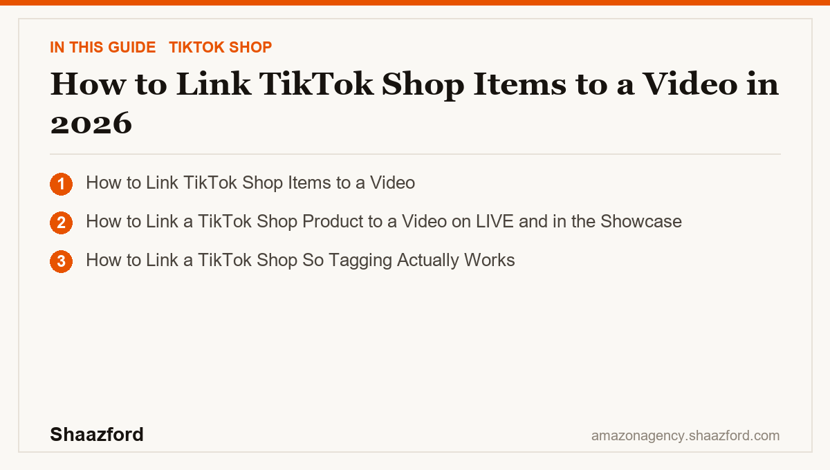 How to Link TikTok Shop Items to a Video in 2026: How to Link TikTok Shop Items to a Video, How to Link a TikTok Shop Product to a Video on LIVE and in the Showcase, How to Link a TikTok Shop So Tagging Actually Works at a glance