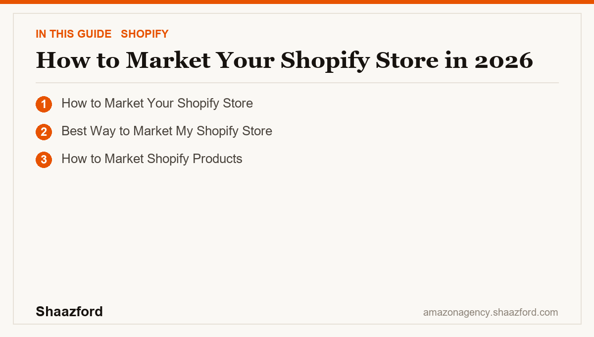 How to Market Your Shopify Store in 2026: How to Market Your Shopify Store, Best Way to Market My Shopify Store, How to Market Shopify Products at a glance