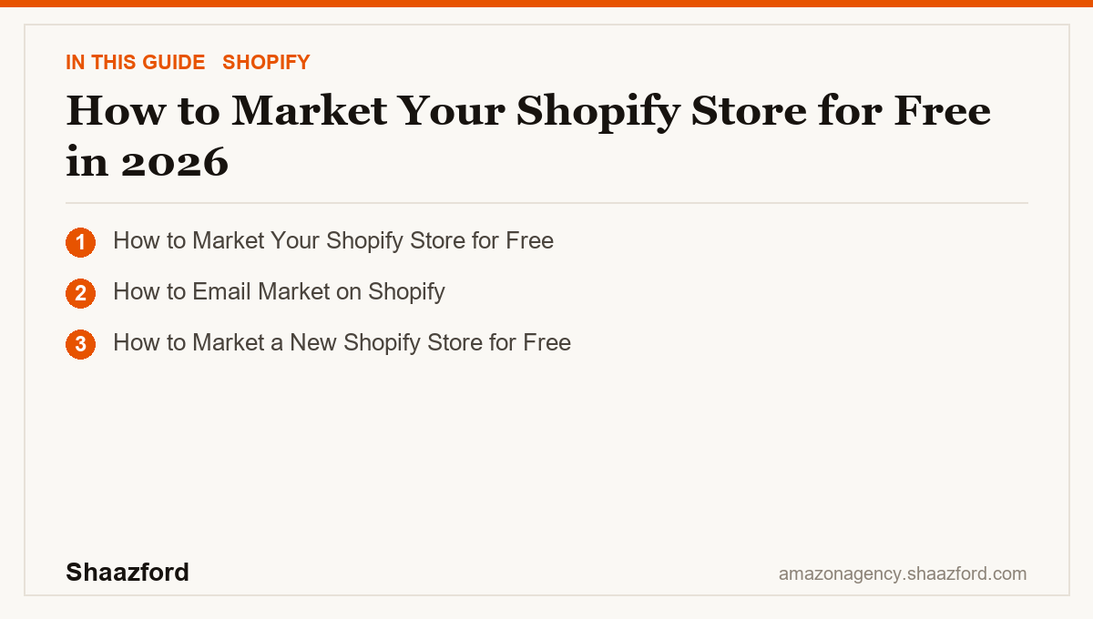 How to Market Your Shopify Store for Free in 2026: How to Market Your Shopify Store for Free, How to Email Market on Shopify, How to Market a New Shopify Store for Free at a glance