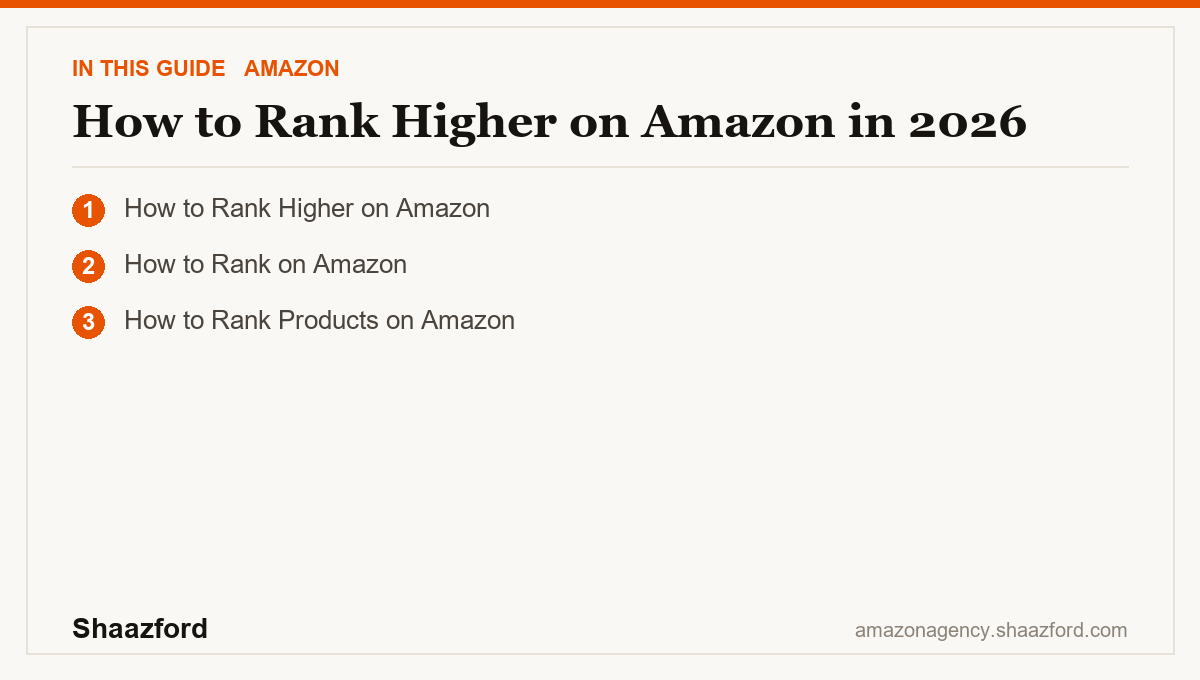 How to Rank Higher on Amazon in 2026: How to Rank Higher on Amazon, How to Rank on Amazon, How to Rank Products on Amazon at a glance