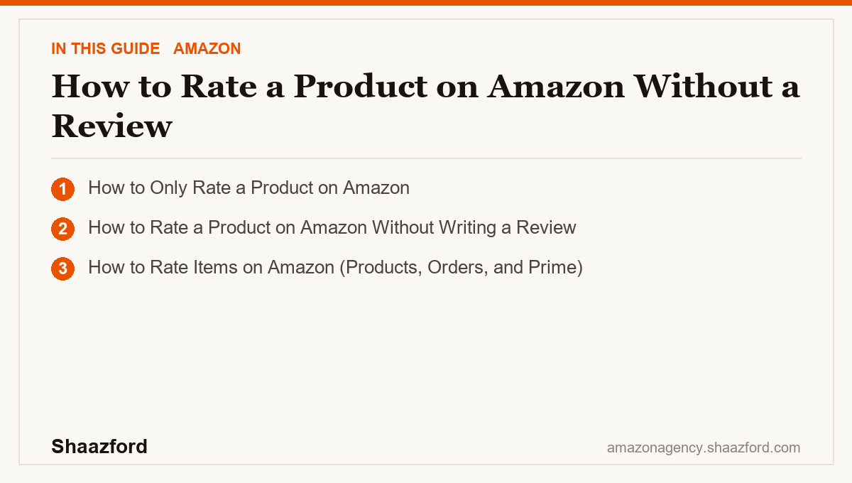 How to Rate a Product on Amazon Without a Review: How to Only Rate a Product on Amazon, How to Rate a Product on Amazon Without Writing a Review, How to Rate Items on Amazon (Products, Orders, and Prime) at a glance