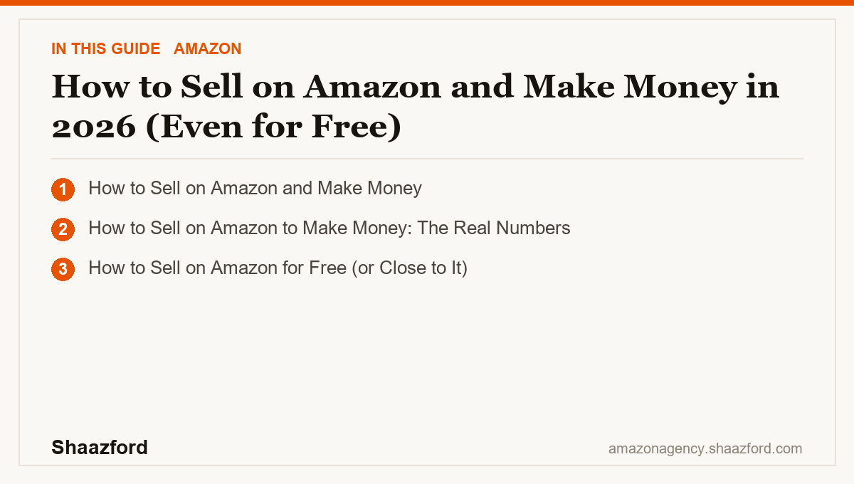 How to Sell on Amazon and Make Money in 2026 (Even for Free): How to Sell on Amazon and Make Money, How to Sell on Amazon to Make Money: The Real Numbers, How to Sell on Amazon for Free (or Close to It) at a glance