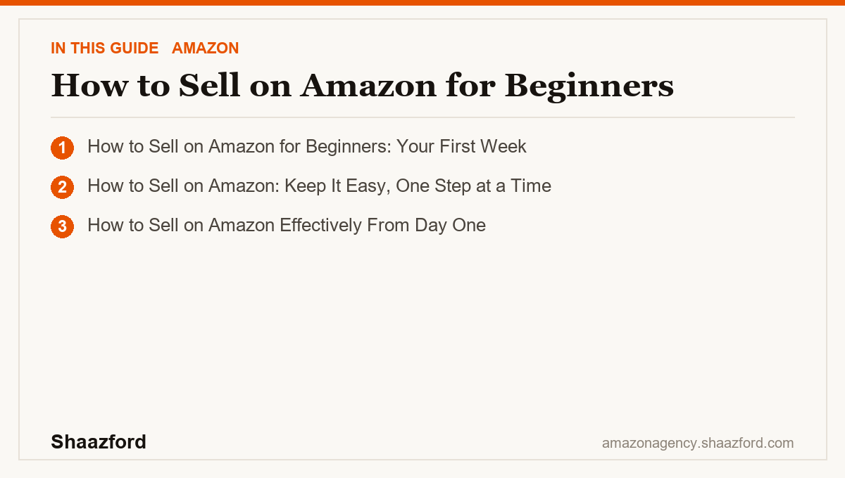 How to Sell on Amazon for Beginners: How to Sell on Amazon for Beginners: Your First Week, How to Sell on Amazon: Keep It Easy, One Step at a Time, How to Sell on Amazon Effectively From Day One at a glance