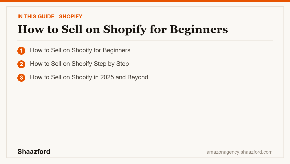How to Sell on Shopify for Beginners: How to Sell on Shopify for Beginners, How to Sell on Shopify Step by Step, How to Sell on Shopify in 2025 and Beyond at a glance