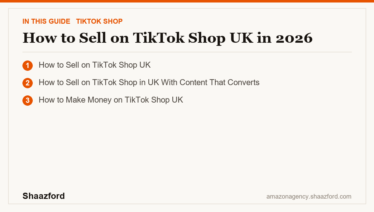 How to Sell on TikTok Shop UK in 2026: How to Sell on TikTok Shop UK, How to Sell on TikTok Shop in UK With Content That Converts, How to Make Money on TikTok Shop UK at a glance