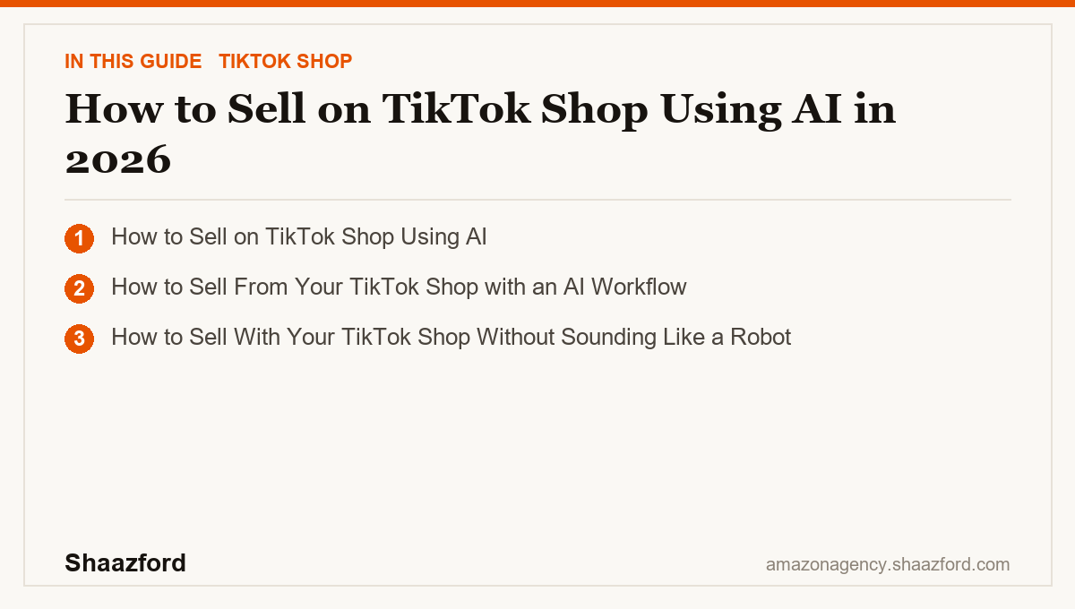 How to Sell on TikTok Shop Using AI in 2026: How to Sell on TikTok Shop Using AI, How to Sell From Your TikTok Shop with an AI Workflow, How to Sell With Your TikTok Shop Without Sounding Like a Robot at a glance