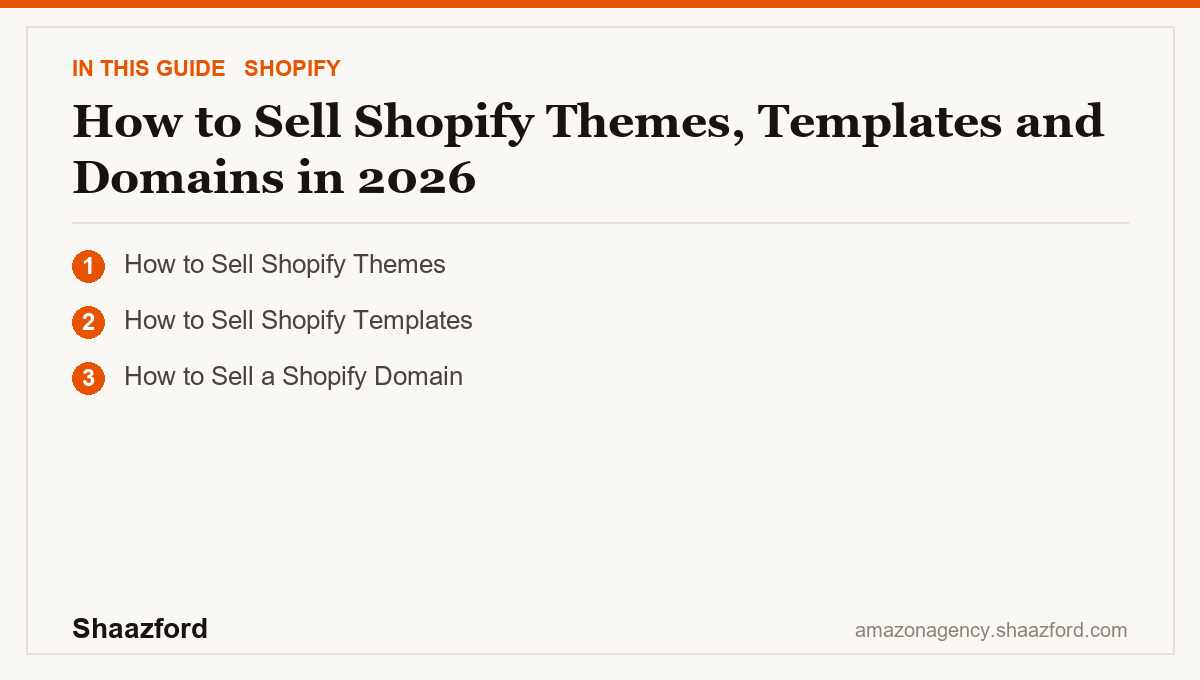 How to Sell Shopify Themes, Templates and Domains in 2026: How to Sell Shopify Themes, How to Sell Shopify Templates, How to Sell a Shopify Domain at a glance