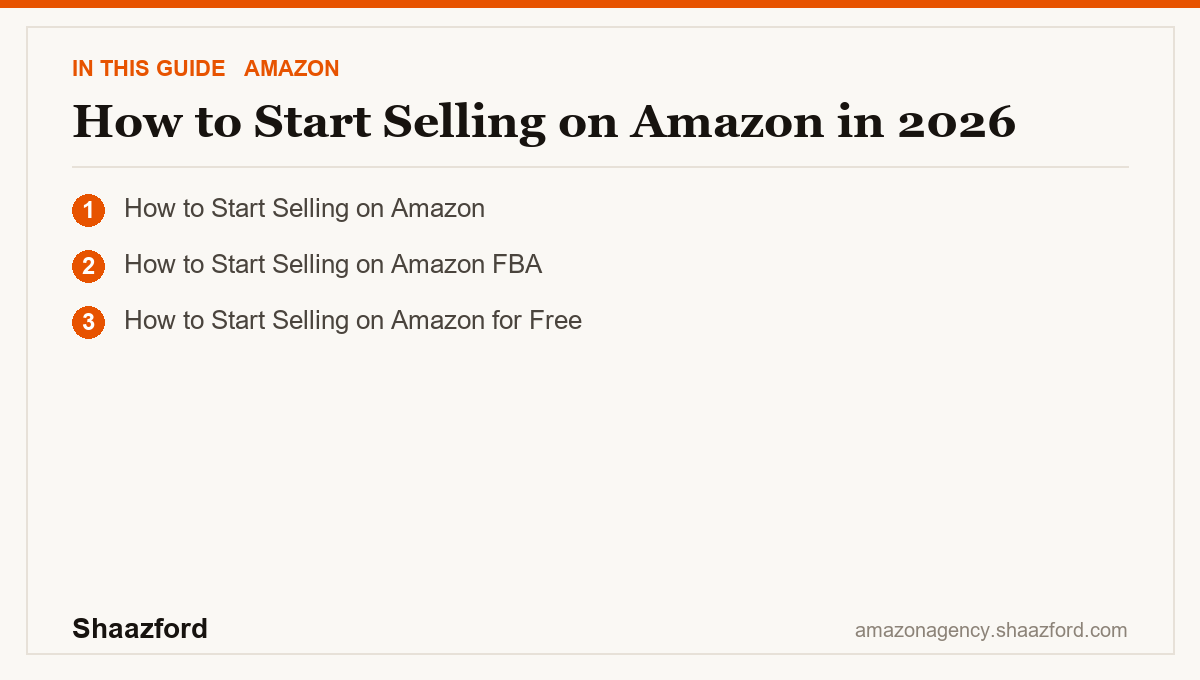How to Start Selling on Amazon in 2026: How to Start Selling on Amazon, How to Start Selling on Amazon FBA, How to Start Selling on Amazon for Free at a glance